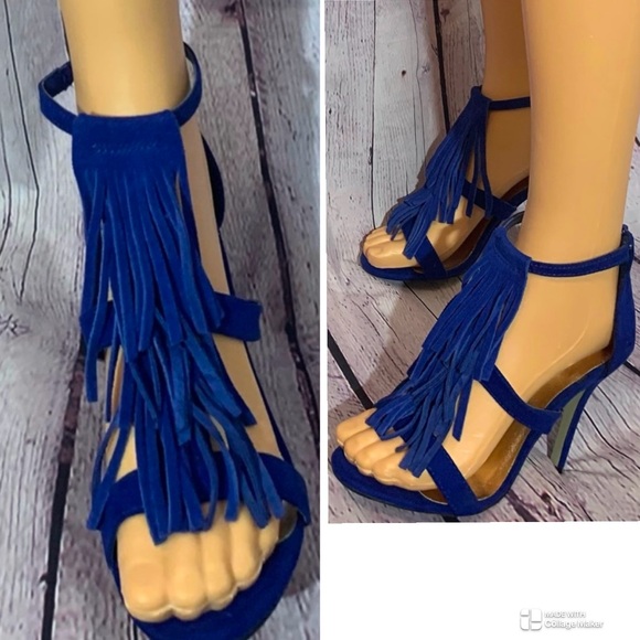 Royal blue fringe stiletto heels. Size: 7, Brand: Madden Girl, Heels: 4” - Picture 1 of 9